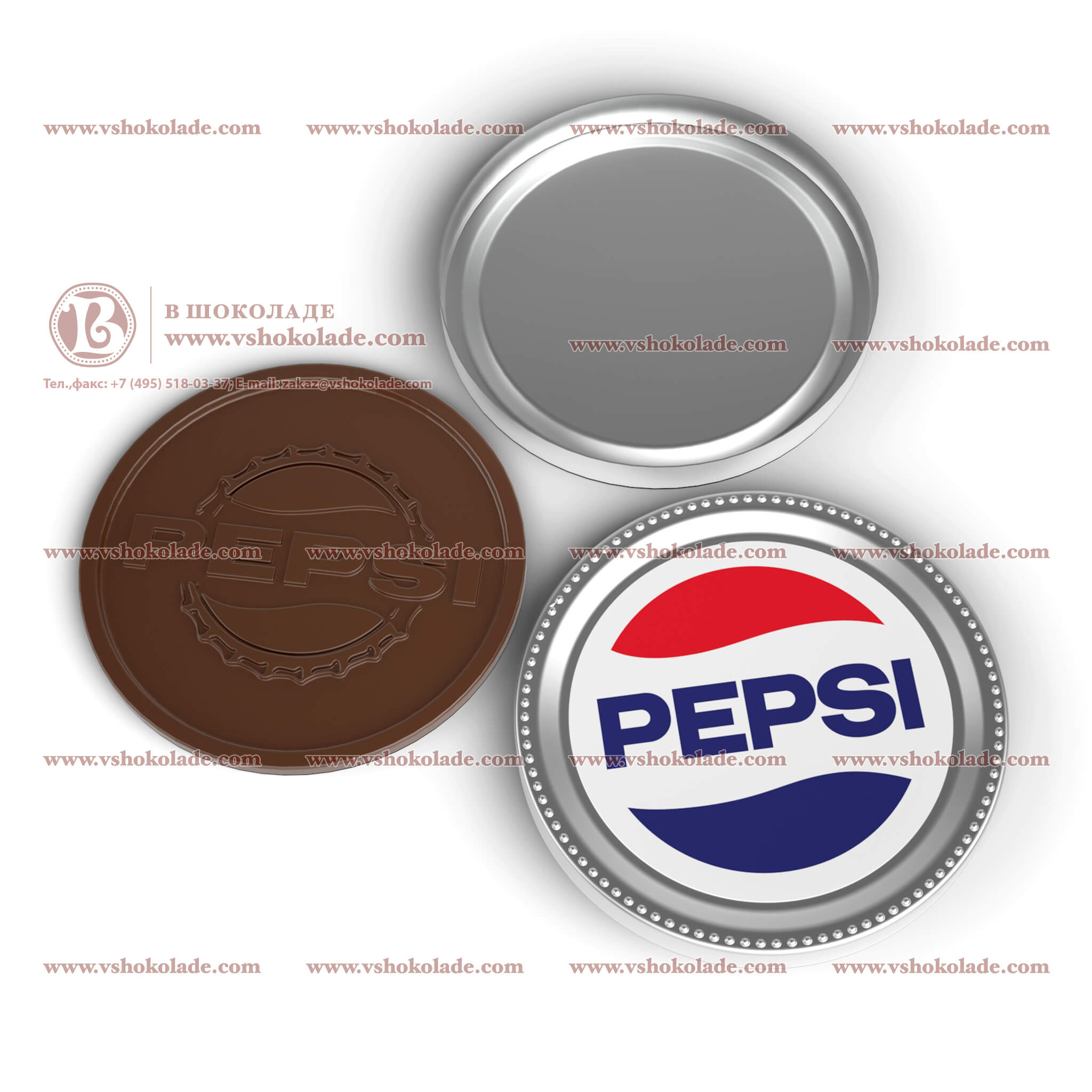 Медаль из шоколада 60 г в металлической баночке с логотипом заказчика