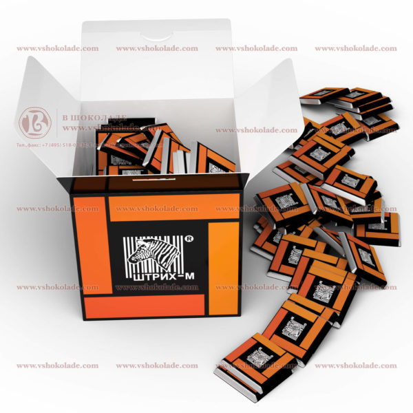 Шоколадный набор с логотипом клиента "Кубик 2", до 80 шоколадок по 5 г