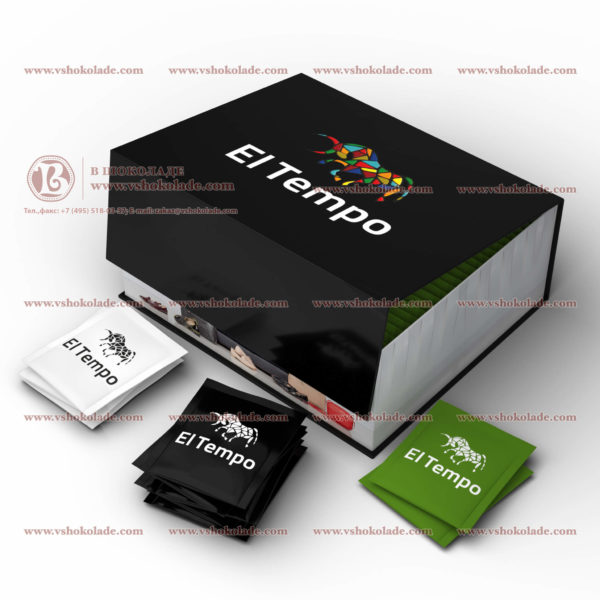 Брендированная VIP коробка из переплетного картона с порционным чаем с логотипом компании