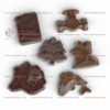 Шоколадные фигурки по форме клиента в коробке с логотипом заказчика