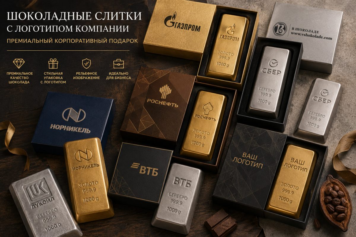 Настоящие золотые слитки с логотипом заказчика из шоколада